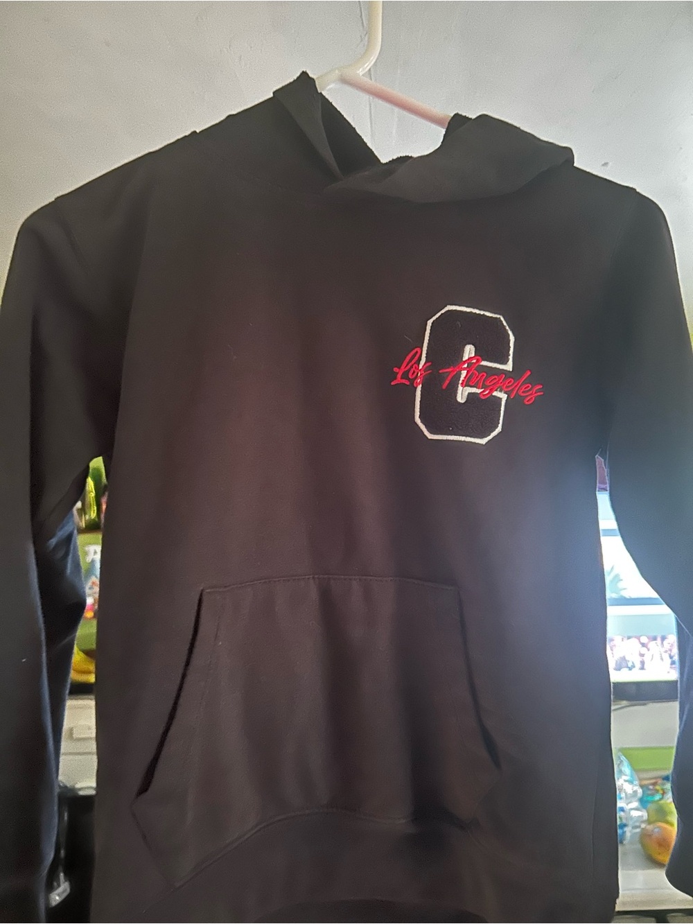 eight eight eight Black Crewneck Sweatshirt with Red 'Los Angeles' Script